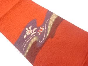 ふくれ織り 花に鹿の子模様織り出し袋帯